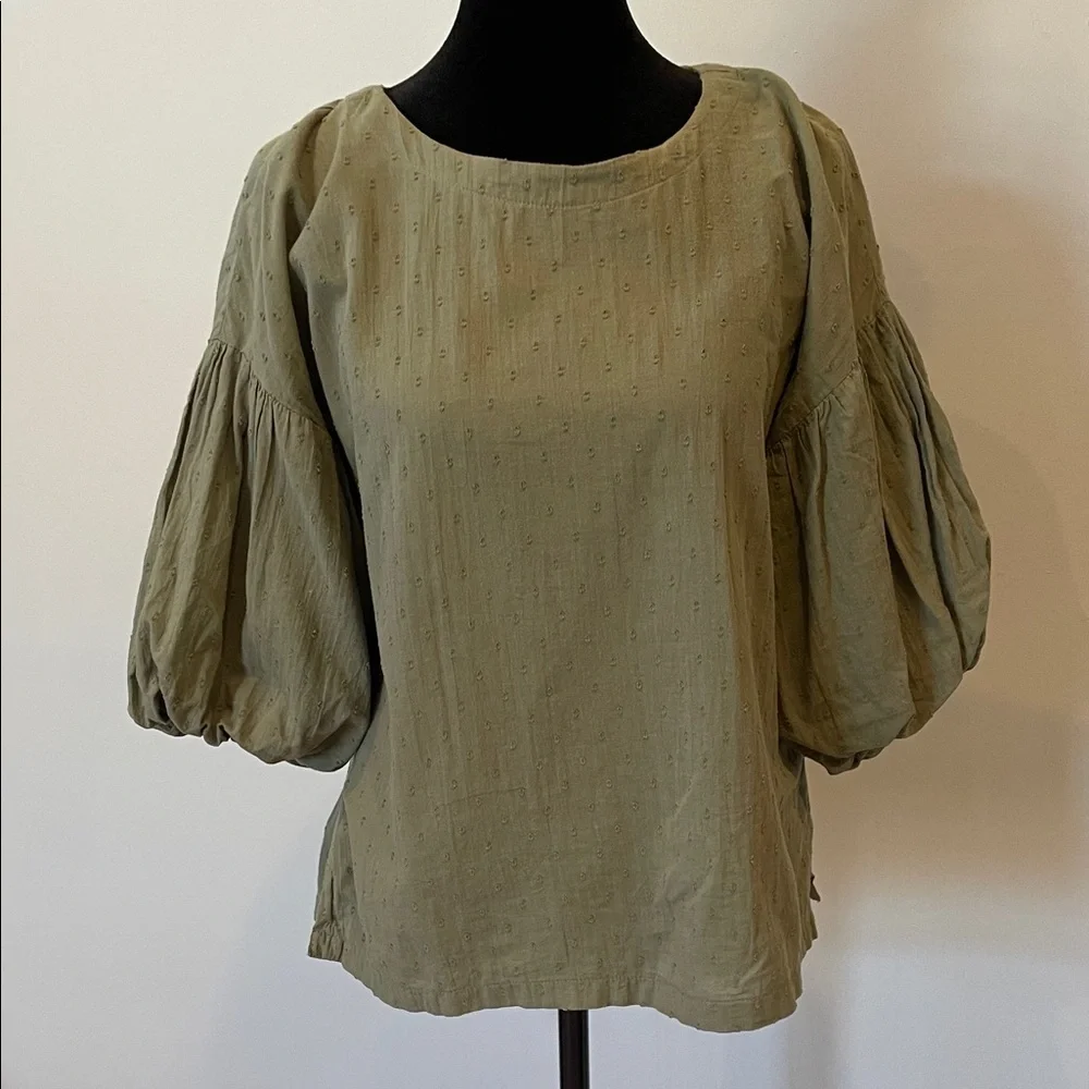 Women's Olive Puff-Sleeve Blouse - Brand loft size xs